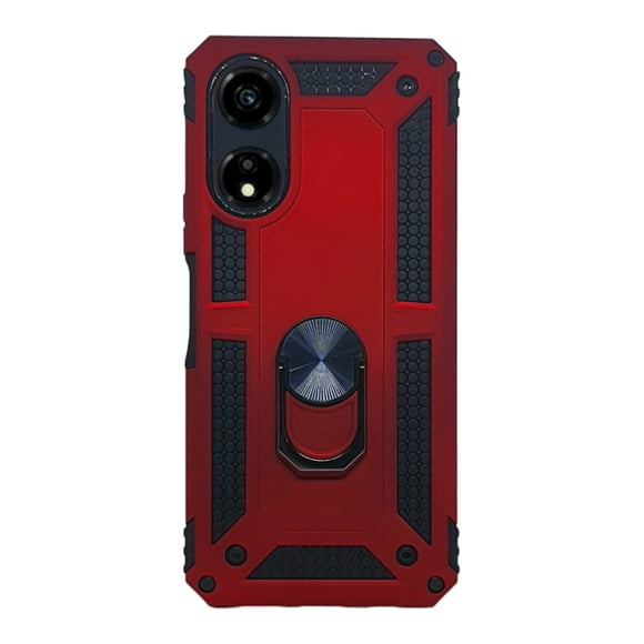 Funda Uso Rudo Con Anillo Magnético Para Honor X5 Plus Rojo Más 2 Micas De Cristal