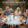 thumbnail image 3 of Round Outdoor Tablecloth with Umbrella Hole and Zipper, Teal Beige Checkered Tablecloth with Elastic Waterproof, Summer Modern Minimalist Patio Table Covers for 55" - 60" Picnic Pool Tables, 3 of 9