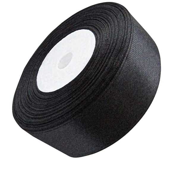 Black Ribbon 1 inch Double Face Satin Ribbon for Crafts DIY Decoration - Gift Wrapping - Hair Bow - Wedding Deco - Very Suitable for Weddings Party Ribbon Roll 1 in x 25 Yards