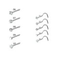 thumbnail image 2 of Chok 20g Stainless Steel Nose Rings Hoop L Shape Nose Studs Nose Screw Bone Silver Pack for Women Men 21 Pcs, 2 of 5