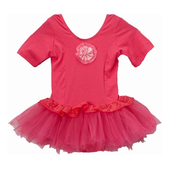 Wenchoice Hot Pink Lace Sleeve Skirted Leotard Girl's S(1T-2T)