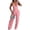 Pink, variant on Summer Halter Backless Jumpsuits for Women Sexy See Through V Neck Tie Pleated One Piece Wide Leg Long Pants Romper
