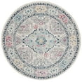 thumbnail image 2 of SAFAVIEH Madison Normand Geometric Floral Area Rug, Light Grey/Fuchsia, 6'7" x 6'7" Round, 2 of 7