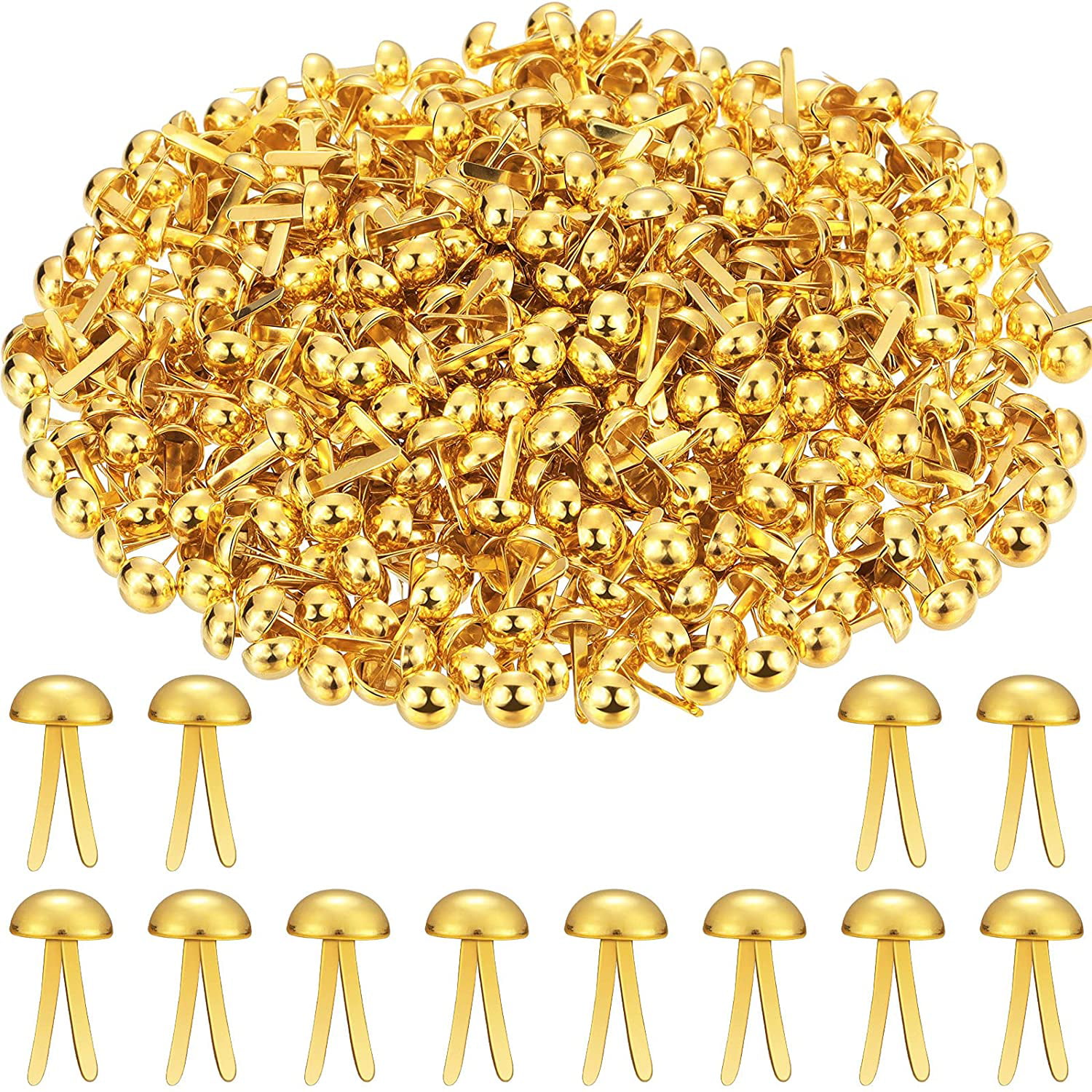 500 Pieces Mini Gold and Silver Small Paper Fasteners Brass Plated Scrapbooking Brads Round Metal Brads for Crafts Making DIY 