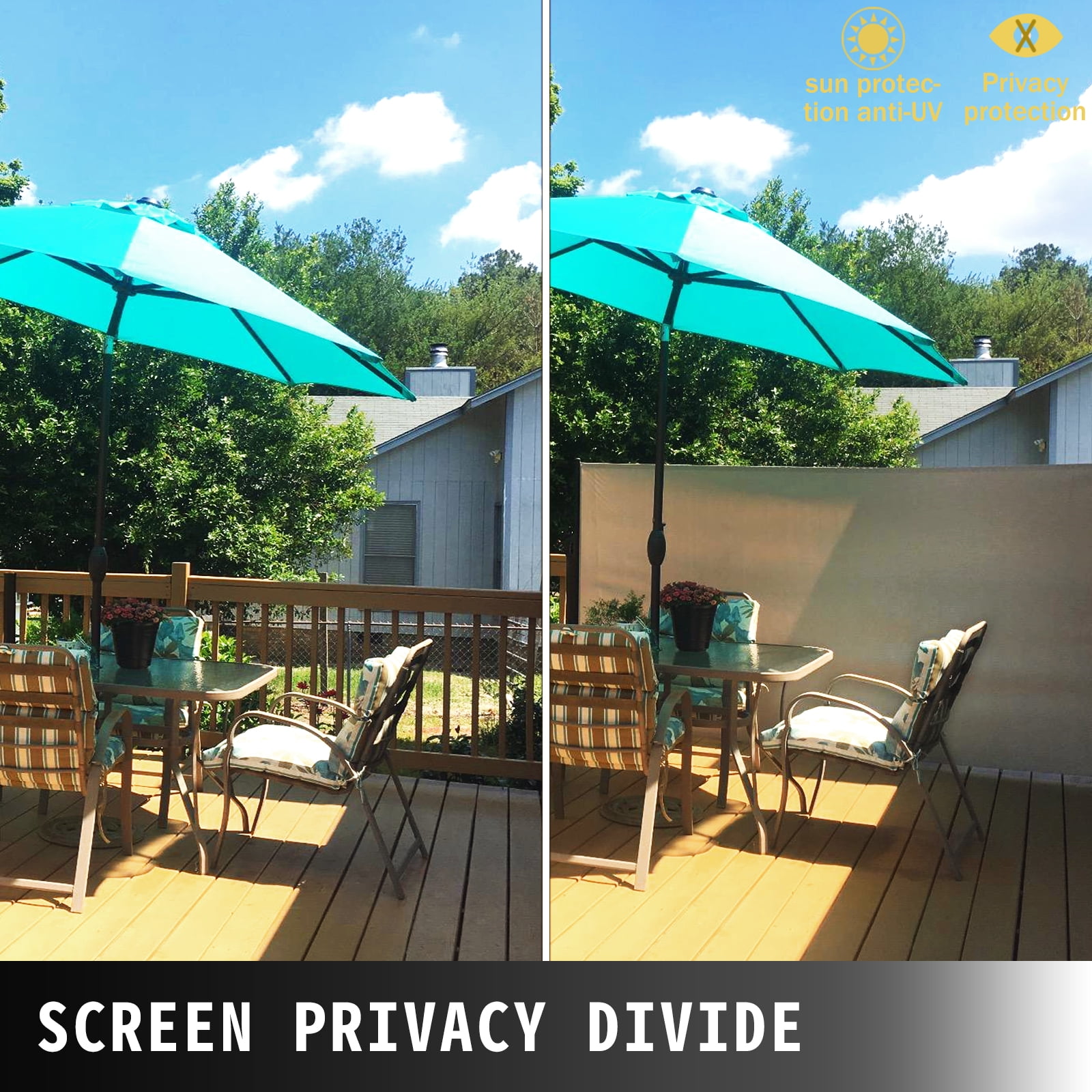 OCDAY Retractable Side Awning 118 x 63 Garden Retractable Patio Screen Waterproof Patio and Terrace Outdoor Retractable Room Divider Brown for Privacy 