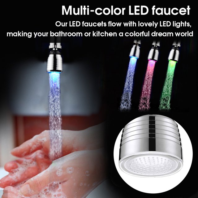 LED Lighting Water Faucet RGB Color Changing Tap Basin LED Water Shower Head 360 Degree Heat-resistant Sprayer Plastic Replacement Nozzle Type 1