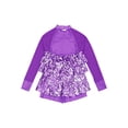 thumbnail image 4 of inlzdz Girls Sequins Dance Clothes Mesh Backless Dance Leotard for Gymnastics Dance Shorty Unitard Purple 10, 4 of 6