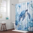 thumbnail image 3 of Summer Blue Bathroom Shower Curtain, Sea Turtles Jellyfish Corals Marine Life Coastal Waterproof Washable Soft Bath Curtain for Bathtub Decor with 12 Hooks&Grommet, 72x72 Inch, 3 of 9