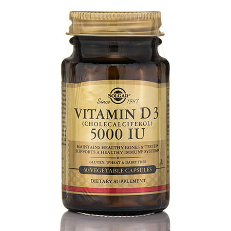 La vitamine D3 (cholécalciférol) 5000 UI - 60 capsules végétales par Solgar vitamine A
