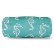Indoor Outdoor Teal Sea Horse Round Bolster Decorative Throw Pillow 18.5 in L x 8 in W x 8 in H