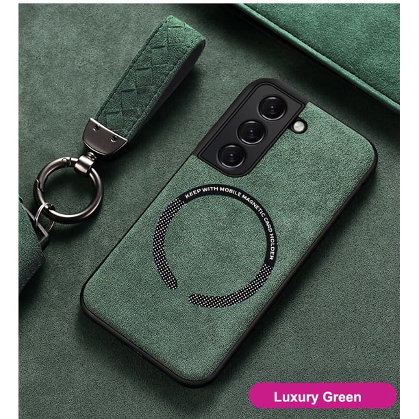 Funda magnética de cuero de gamuza para Samsung, funda de carga inalámbrica Magsafe, S23, S22, S21, FE, S20, S10 Plus, Ultra Note 20, 10 Pro, A52, A72, A32 Fivean unisex