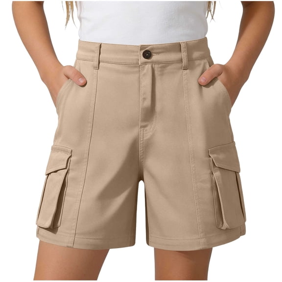 Odeerbi Kids Boys Girls Cargo Shorts Solid Color School Uniform Shorts with Pockets