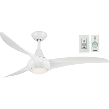 Prominence Home 52 Orbis Bright White Remote Control Ceiling Fan 3 Blades Led Ring Com - White Ceiling Fan With Light For Master Bedroom