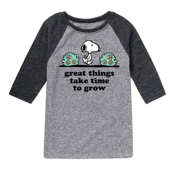 Peanuts - Great Things Take Time To Grow - Toddler & Youth Raglan Graphic T-Shirt