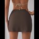 thumbnail image 4 of Falda para Mujer de Cintura Alta, Fruncida, Corta y Cruzada. Marrón L, 4 of 7