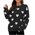 thumbnail image 2 of Herrnalise Women's Knitted Crop Tops Woman Fashion Love Long Sleeves Round Neck Loose Tops Blouse Knitted Sweater Pullover Jumper Sweaters, 2 of 5