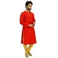 thumbnail image 4 of Atasi Classic Red Men's Dupion Kurta Pyjama Party Wear Designer Shirt-M, 4 of 7