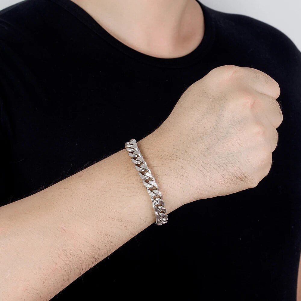 Men Genuine 100% 925 Sterling Silver Bracelets Curb Cuban Chain 10 MM 7-10 inch Italy Silver Bracelets Punk Fine Jewelry Gift Gift