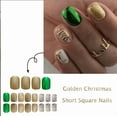thumbnail image 5 of Impress Press On Nails Short YTTAL Christmas Press On Nails Short Almond Green Fake Nails - False Nails with Designs White Snowflake Full Cover Matte Glue On Acrylic Nails for Women 24 Pcs, 5 of 10