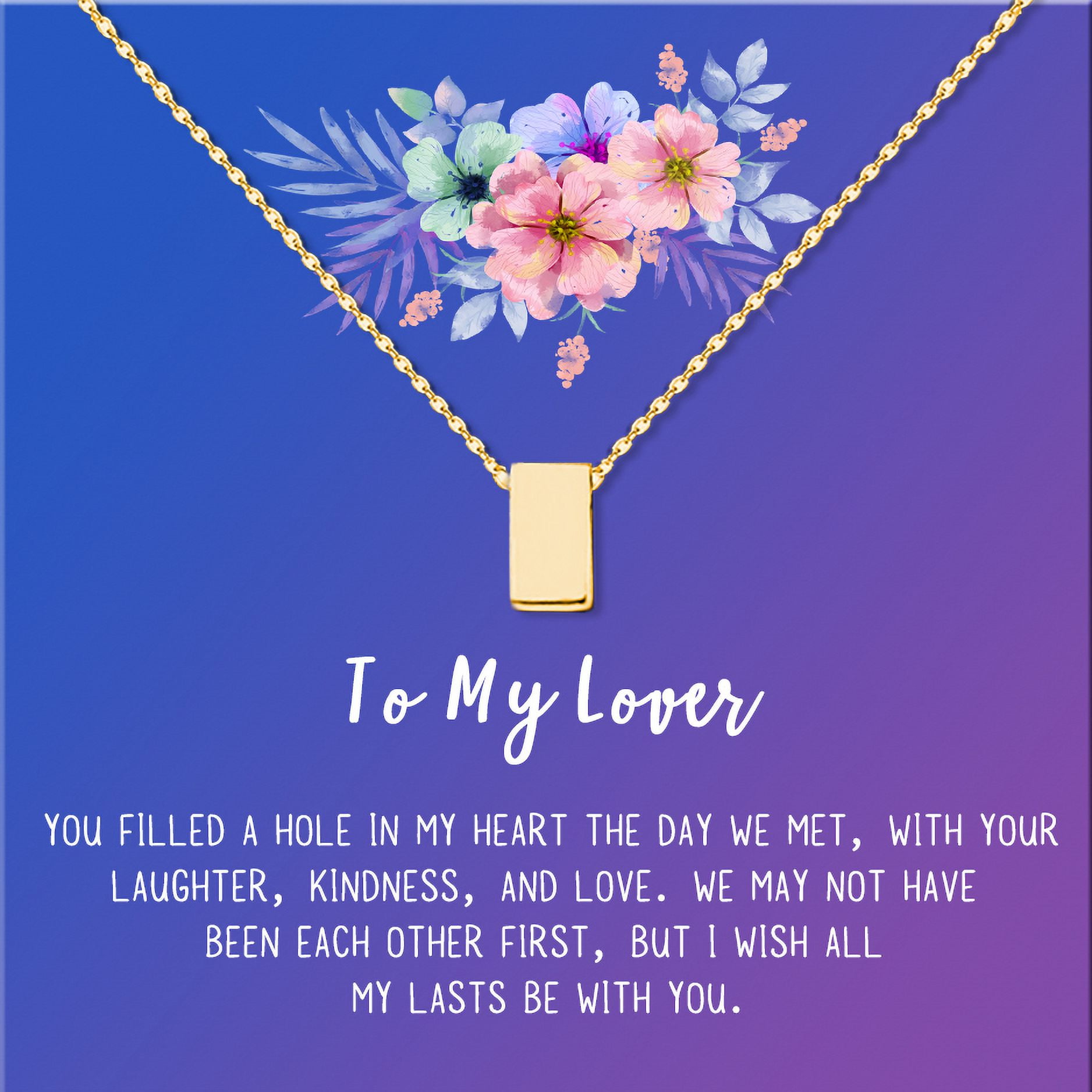 Anavia To My Lover Necklace Gift, Lover Birthday Gift, Valentines's Day Gift, Proposal Gift, Card Gift for Girlfriend-[Gold Cube, Blue-Purple Gift Card]