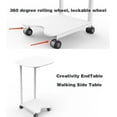 thumbnail image 4 of Panda Shaped End Table Round,C Shaped Couch Tray End Tables,Sofa Side Tables with Wheels, C Shaped Side Table for Living Room,Bedroom,Hospital and Small Space,White & Black, Portable Mobile Desk Side, 4 of 6