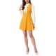thumbnail image 2 of Vestidos con cuello de lazo para mujeres, vestido vintage de los años 60, de manga larga, color contrastante, talla XS, amarillo, 2 of 6