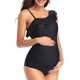 thumbnail image 1 of Star Maternity Traje de baño de una pieza con hombros descubiertos, traje de baño de embarazo con volantes y flores, negro (L-Negro-L oso de fresa Electrónica, 1 of 4
