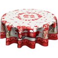 thumbnail image 1 of Valentine''s Day Tablecloth 60 Inch Round Red Love Gnome Table Cloth Holiday Decorative Table Cover for Home Kitchen Dining Picnic Party, 1 of 6