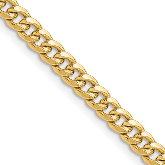 Auriga Fine Jewelry 14K Yellow Gold 4.5 mm Semi-Solid Miami Cuban Chain Necklace for Women 18"