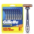 thumbnail image 1 of Rastrillo Gillette Prestobarba3 con 3 Hojas, para Rasurar la Barba al Ras, 8 pzas, 1 of 5