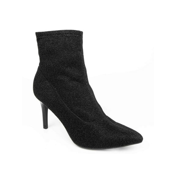 JONES NEW YORK Womens Black Glitter Stretch Cushioned Macee Pointed Toe Stiletto Booties 7.5