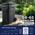 thumbnail image 3 of Plasticplace 64-65 Gallon Trash Bags for Toter ,Black Heavy Duty Garbage Bags ,50” x 60” ,100 Count , Durable, Leak-Proof , Perfect for Outdoor Rollaway Cans Trashbags Contractor Industrial 1.2 Mil, 3 of 8