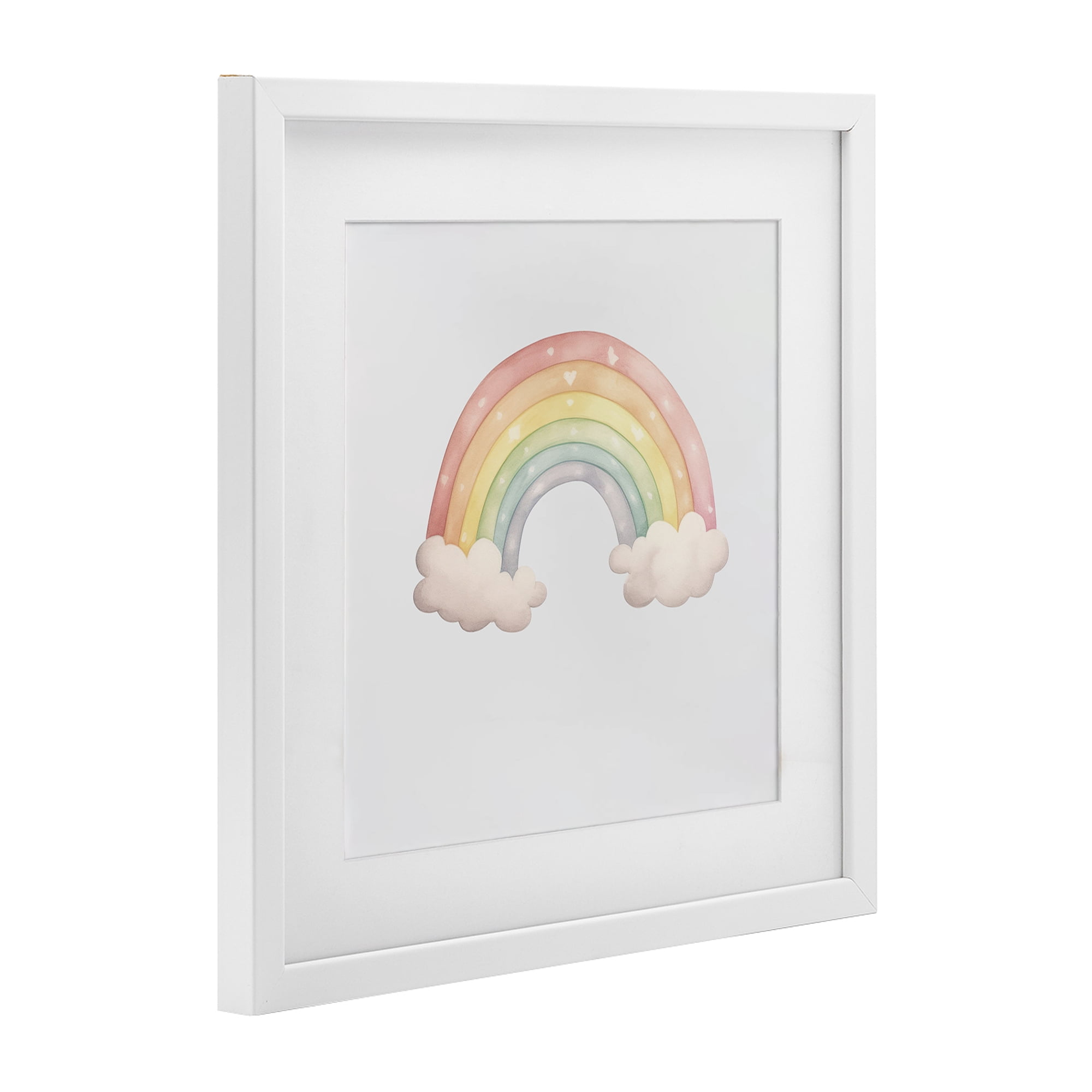 Stupell Industries Dreamy Pastel Rainbow with Clouds White Framed Print Under Glass, design by Karen Smith