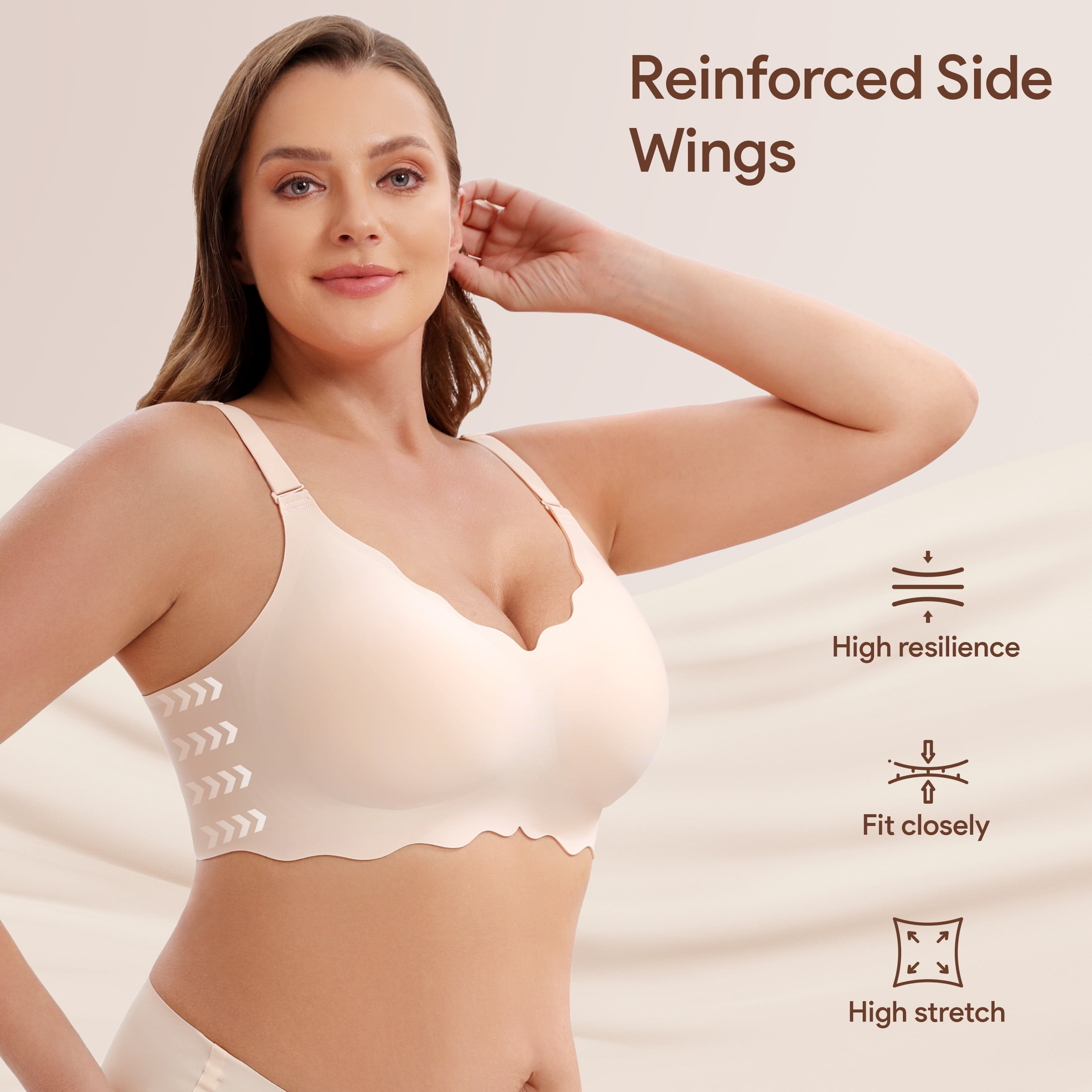 HBlife Seamless Bra Women Soft Jelly No Underwire Push Up Wireless Bralettes,3 Pack
