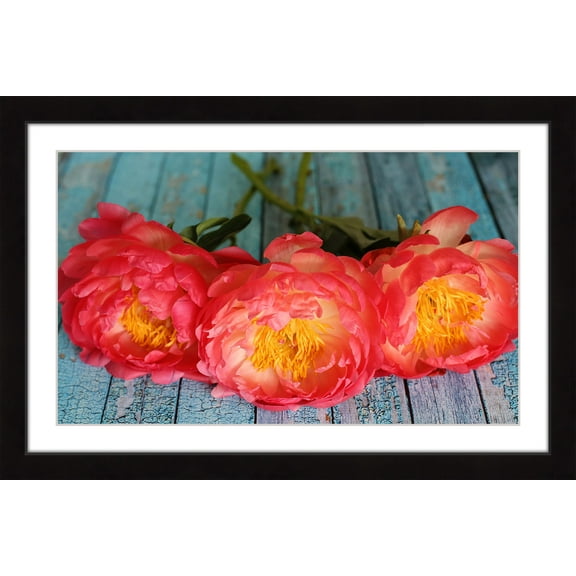 "Coral Peonies" Framed Painting Art Print
