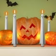 thumbnail image 3 of XGFHYJEH 2pc Halloween Ghost Flameless Taper Candles Flickering Battery Operated with Remote and Timer 3D Wick White Real Wax LED Taper Candles Halloween Dinner Decoration Indoor, 3 of 7
