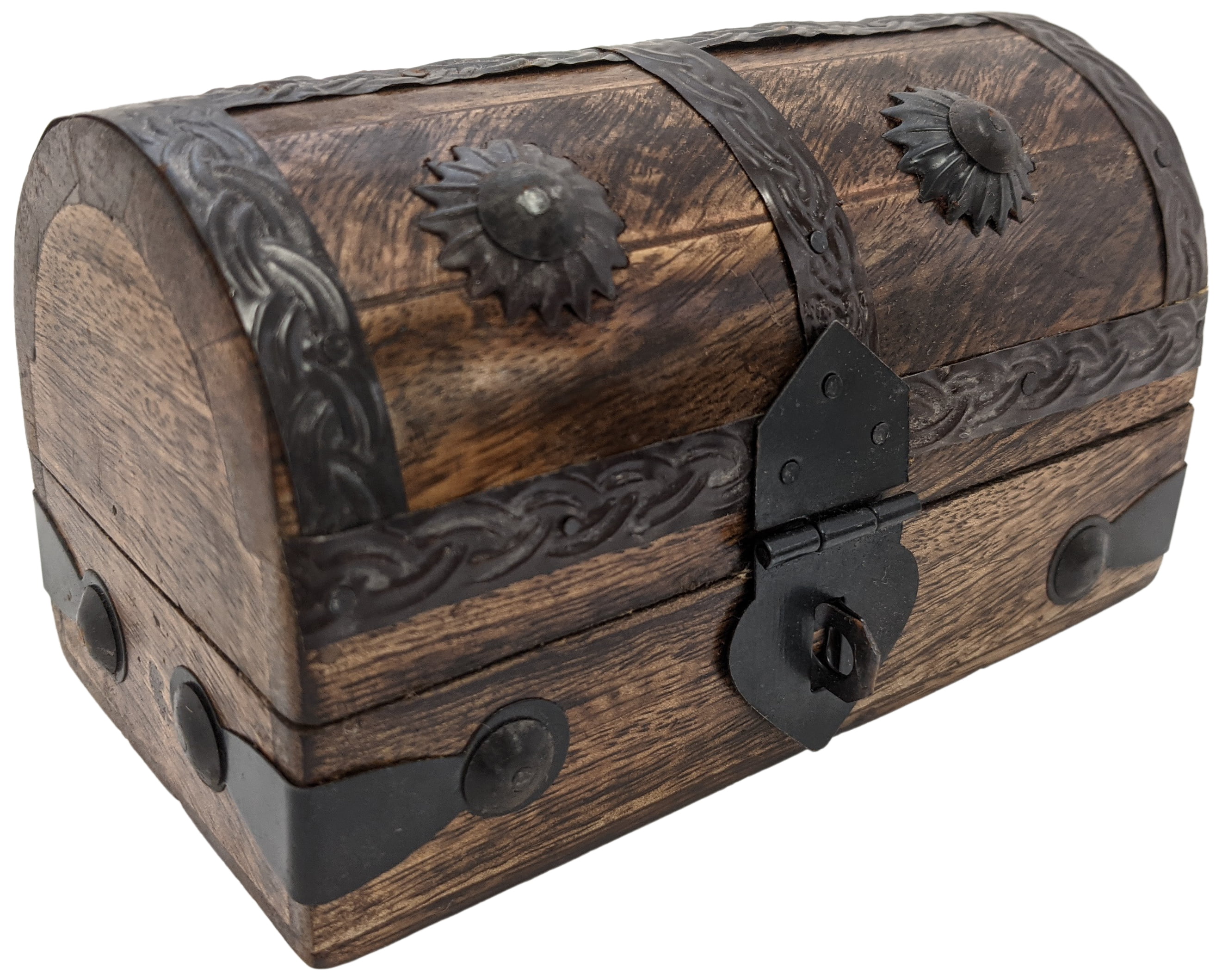 Vintage Wood Handmade Jewelry Box Ring Trinkets Organizer Storage Treasure Chest 