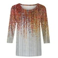 thumbnail image 4 of Hauts d'Été pour Femmes 2023 Mode Féminine T-shirt Imprimé Blouse Mi-Longue Manches 3/4 Col Rond Hauts Décontractés T-shirt Bohème Grande Taille pour Femmes, 4 of 4