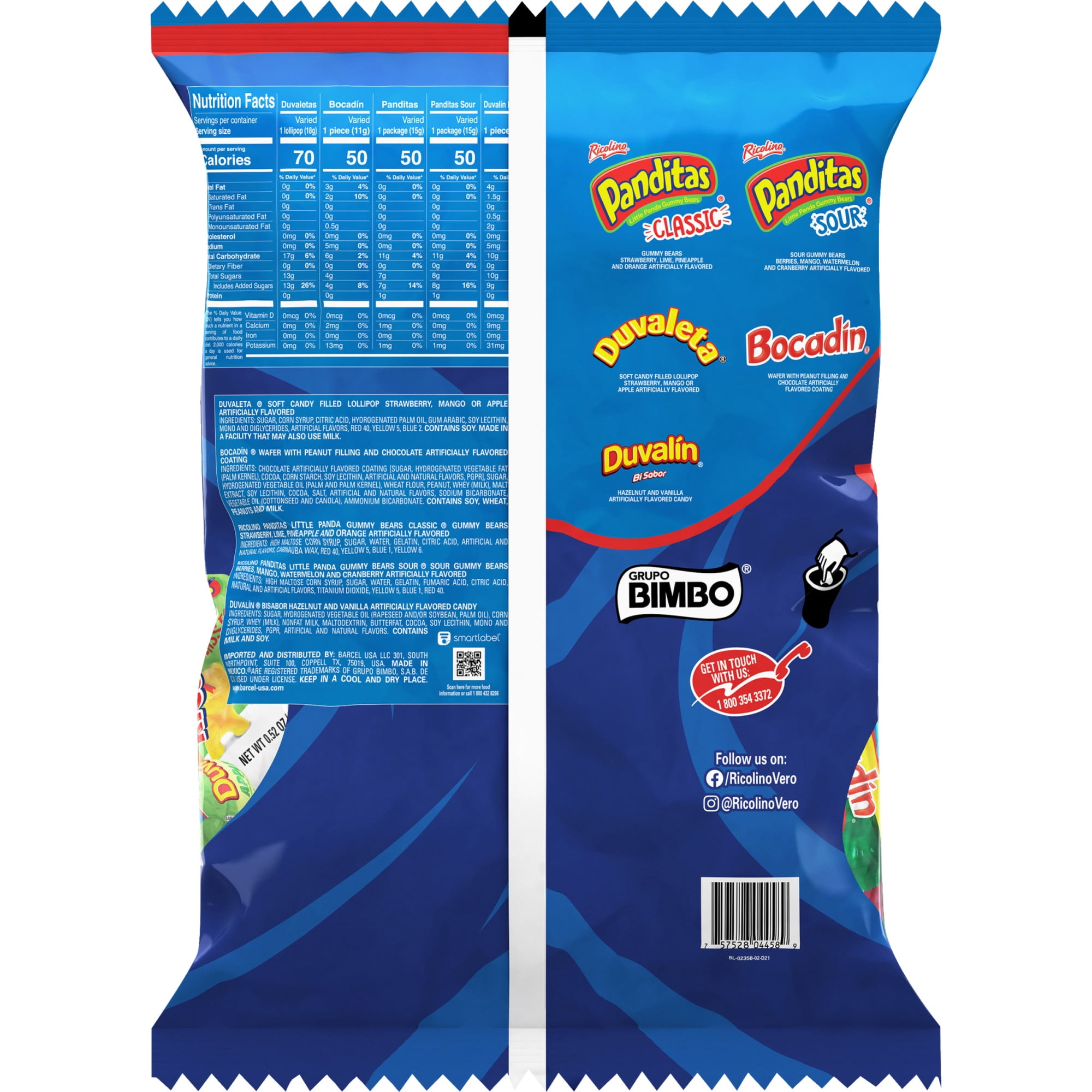 (4 pack) Ricolino Ricofiesta Assorted Mexican Candy Bag - Shellfish-Free, Gluten-Free, 3.3 lb