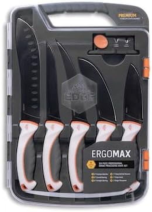 CF  ErgoMax 6-Piece Professional Game Processing Knife Set - Caping & Boning Knives, Skinning Knife, Butcher, Elite Big Game, Elk & Deer Hunting Gear, Perfect Field Dressing Knife Set