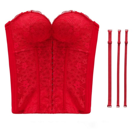 Nexjvus High Support Sports Bras for Women New Strapless Strap Bra Print Bra Red