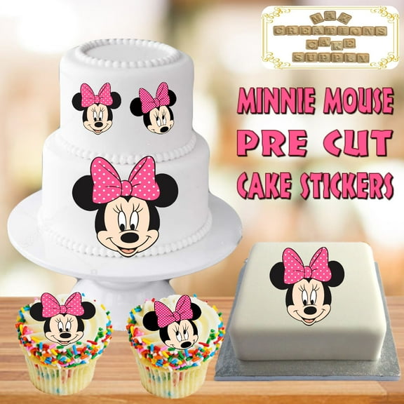 Minnie Mouse Cake & Dessert ~ Pink Bow ~ Pre Cut Edible Cake Stickers