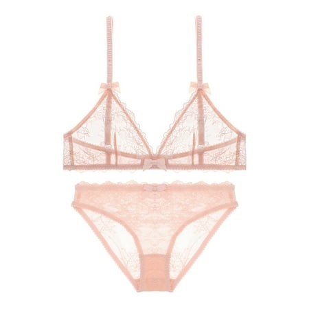 

Varsbaby Women s See Through Unlined Wireless Bra and Panties Set