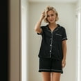 thumbnail image 2 of LNFINTDO Women Satin Pajama Sets Button Down Loungewear Silk Sets Short Sleeve Tops & Pj Shorts Sleepwear, 2 of 6