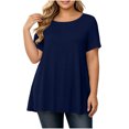 thumbnail image 2 of ClodeEU Plus Size Women's Round Neck Short Sleeve Tunic Top,Casual Loose A Line Flared Hem Solid Swing Blouse ,Women's Plus XXXXXL, 2 of 6
