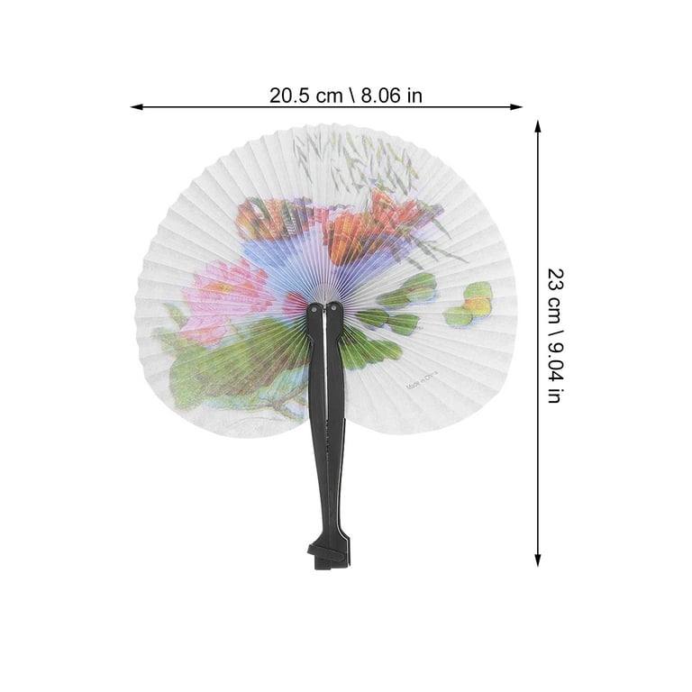 Eease 20pcs Chinese Style Circular Fans Foldable Paper Fans Decorative Flower Fans with Plastic Handle, Size: 23x20.5cm