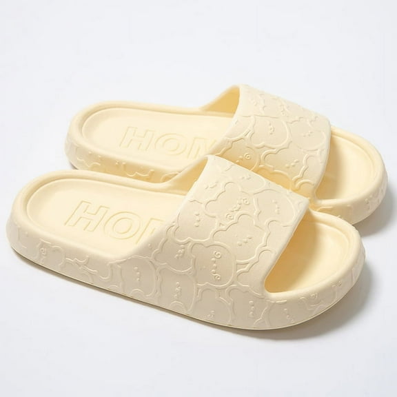 Nvzi-c Slippers for Women and Men Non Slip Quick Drying Shower Slides Bathroom Sandals ,Ultra Cushion ,Thick Sole(Size:40-41,Yellow)