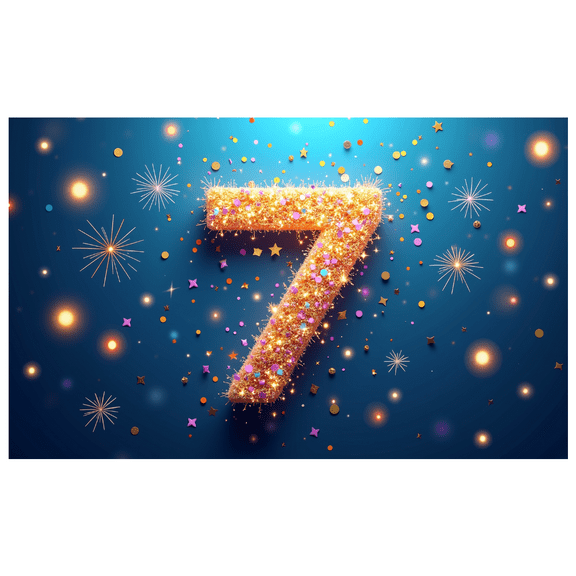 LUUFILx Blue Square Happy 7th Birthday Banner with Star Elements Party Decoration Background Backdrop for Birthday Party Photography Props Decorations Celebration