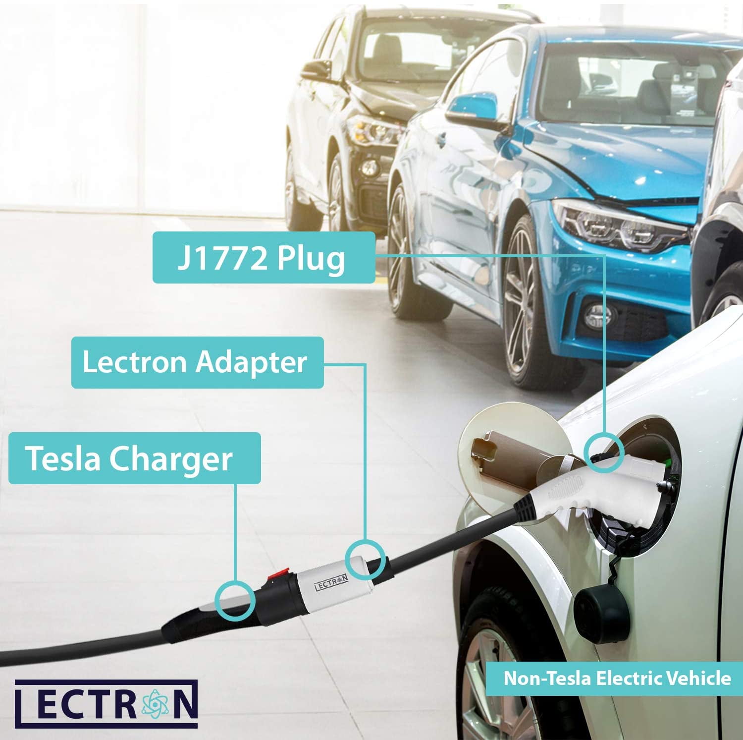 Lectron Tesla to J1772 Adapter and Charger Bundle J1772 NEMA 14-50 Plug Electric  Vehicle (EV) Charger  Tesla to J1772 Adapter Bundle (240V 32A Level 2)  (White)