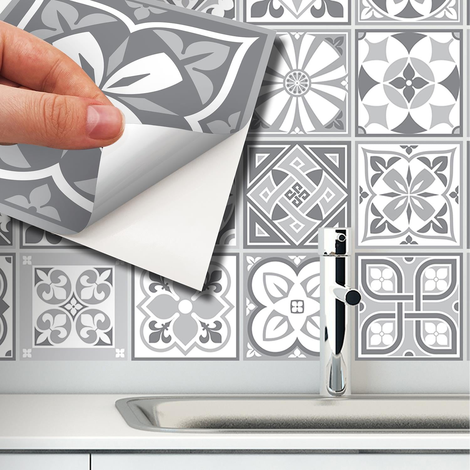 Walplus Peel and Stick Backsplash Purbeck Stone Wall Tile Decals 24 Pcs